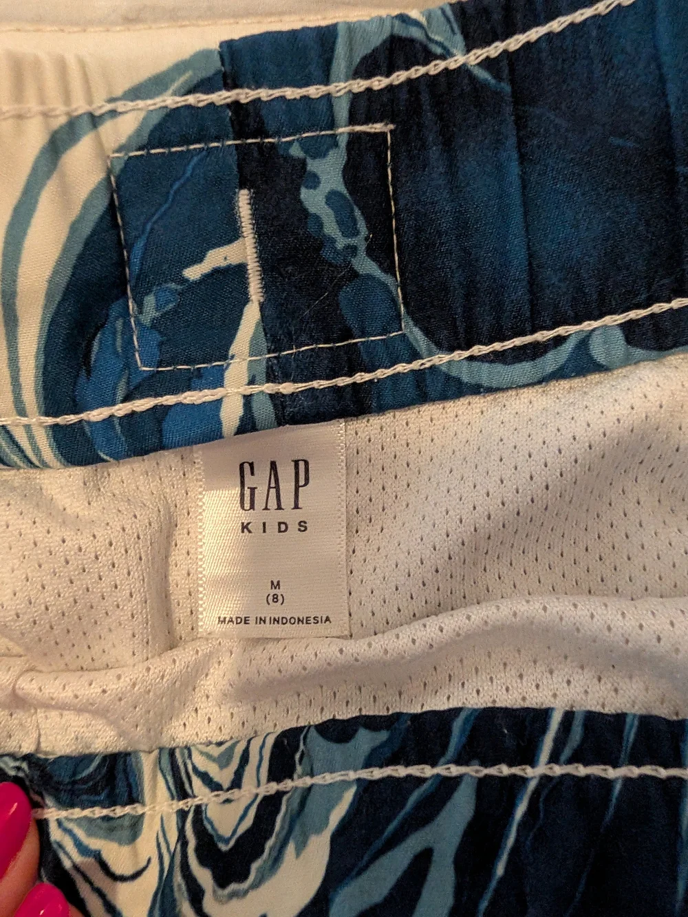 GAP kids Blue Marble Print Swim Trunks